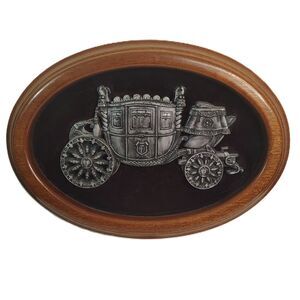 Vtg GM General Motors Fisher Body Retirement Plaque Wood Frame Pewter Carriage